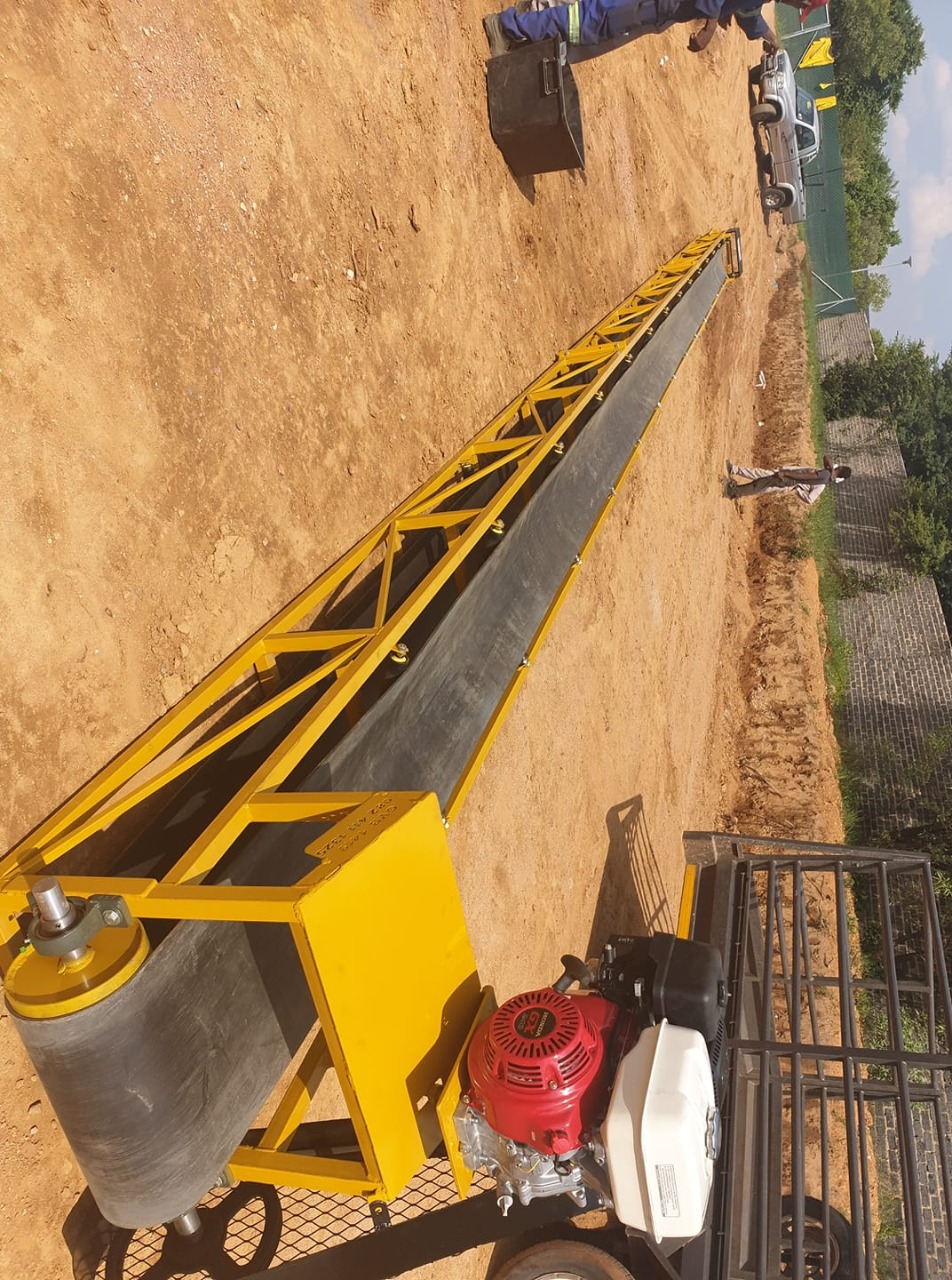Conveyor in operation on a building site