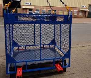 Brick pallet lifting cage set with steel pallet and forks