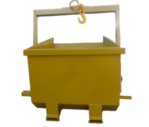 Self-tipping crane skip bucket, back view