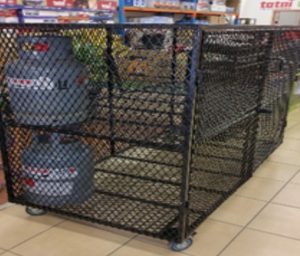 Gas cylinder storage cage on wheels