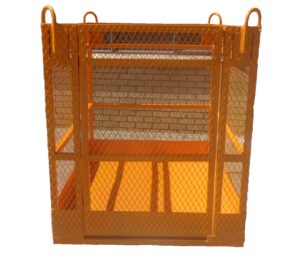Man lifting cage with open top